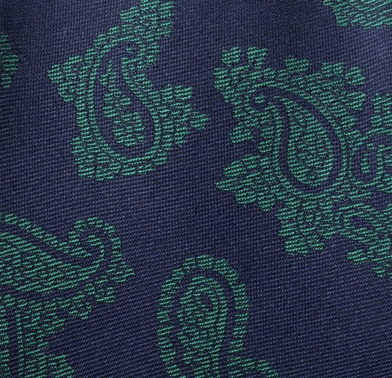 Gravata Seda Azul Paisley Verde