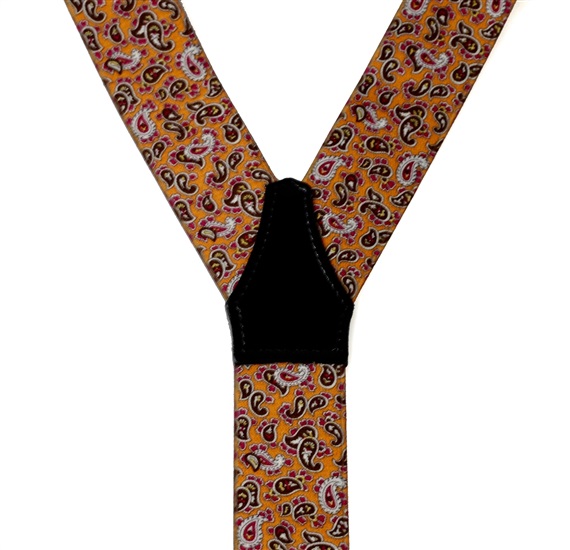 Suspensórios elásticos paisley laranja