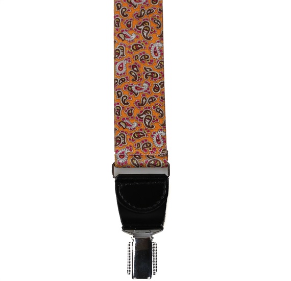 Suspensórios elásticos paisley laranja