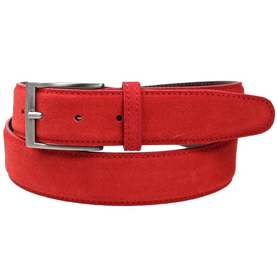 Cinto de Couro Rachado Vermelho