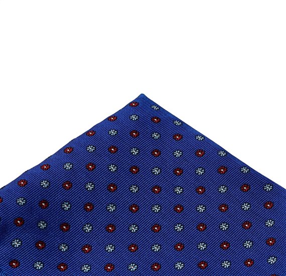 Lenço Bolso Azulão com Flores Bordô