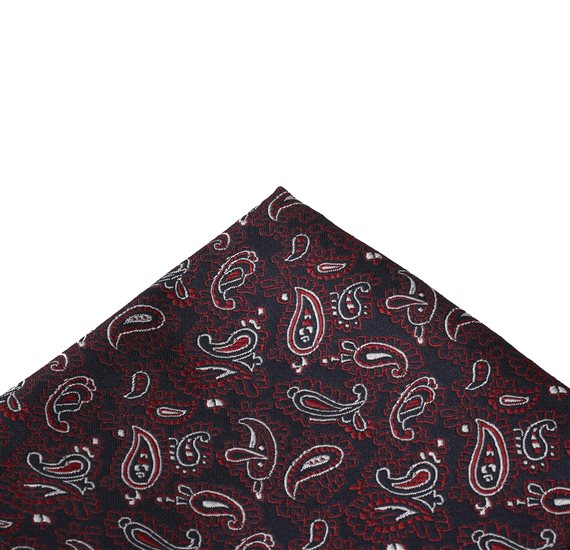 Lenço Bolso Azul Marinho com Paisley